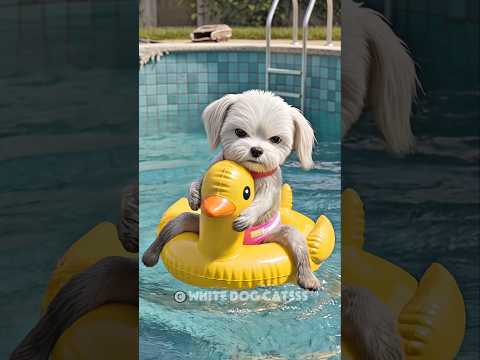 🛝🏗 The poor puppy was mocked by the cat for not having a cool swimming pool slide