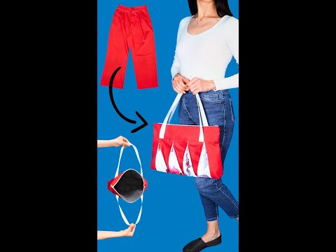 How to Sew DIY Patchwork Tote Bag from Old Pants easily Miarti👜✂️