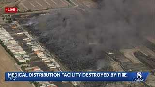 Fire at Tracy Medline facility continues to burn, hazardous materials complicate efforts