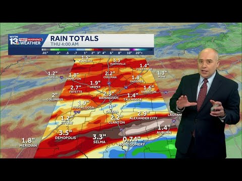 YouTube video thumbnail: Tracking and Timing Alabama's Severe Weather Threat Including Tornadoes, Heavy Rain for Wednesday