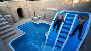 Build Underground Spacex Club and Luxury Living Room Carving an Eagle Include Water slide
