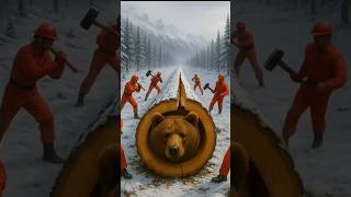 rescue gaint bear in wood trunk #animals #funny #vfxhd #shorts