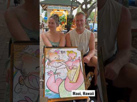 She was nervous the whole time! #art #hawaii #maui #caricature #lahaina #artist #caricatures #funny