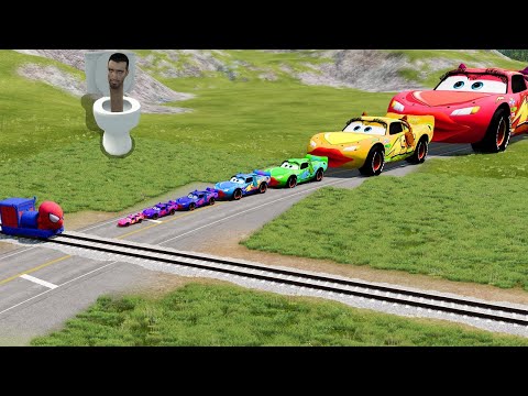 TRANSPORTING PIXAR CARS & FRUITS WITH COLORED & JOHN DEERE vs CLAAS vs TRACTORS - BeamNG.drive #962