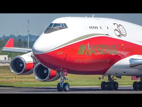 RED BOEING 747 DEPARTURE + 60 MINUTES of LANDINGS and Departures - B747 Mega Mix (4K)