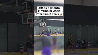LeBron James & Bronny already putting in work at training camp 🙏 #lakers #shorts
