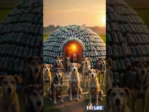 কুকুরগুলো প্লাস্টিকের বোতল দিয়ে ঘড় বানায় #ai #dog #house #bottle