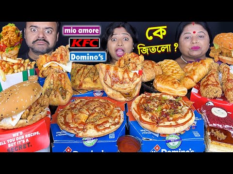 KFC vs MIO AMORE vs DOMINO’S Challenging Viral Video with Punishment MUTTON, EGG, CHICKEN spicy FOOD