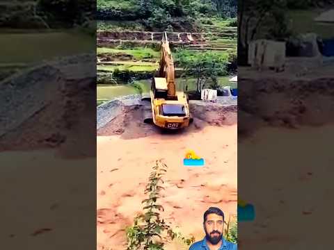 Excavator and flowing river || #youtubeshorts #heavyequipment #viral #machinery