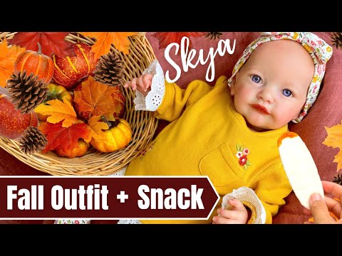 Reborn Baby Feeding & Changing: Skya's Thanksgiving Outfit & Yummy Snack.