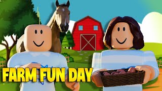 JJ’s Fun Day at the Roblox Farm! Feeding Animals and More | Farm Adventure