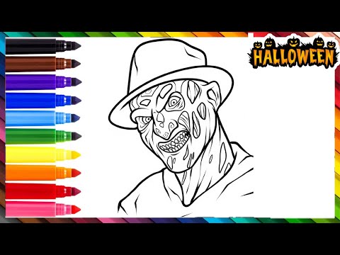 Dibuja y Colorea TERROR FREDDY KRUEGER Dibujos De HALLOWEEN 🎃🕷️🕸️