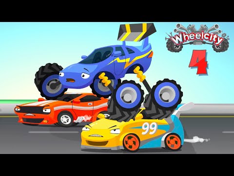 Brave Police Car Flash Chasing Monster Truck | Funny Cartoon for Children | Wheelcity