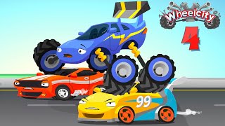 Brave Police Car Flash Chasing Monster Truck | Funny Cartoon for Children | Wheelcity