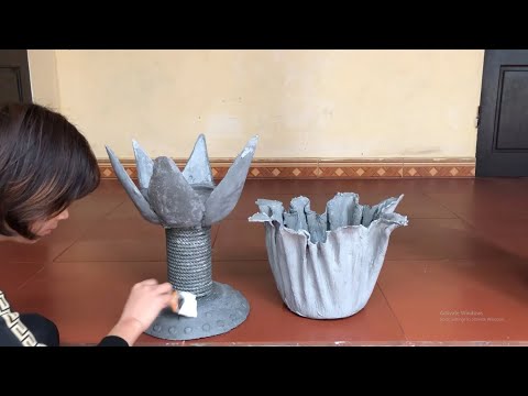 Cement Craft Ideas   How To Make Flower Pot At Home With Cement