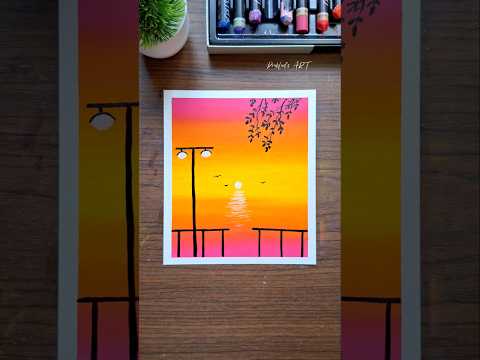 ✨ Beautiful Sunset Scenery Drawing | Easy Oil Pastel Art ✨ #art #drawing #oilpastel #sunset