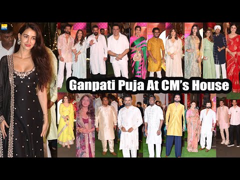 Sonakshi-Zaheer, Disha, Shilpa, Sanjay Dutt, Govinda, Orry, Harbhanjan at CM's House Ganpati Puja