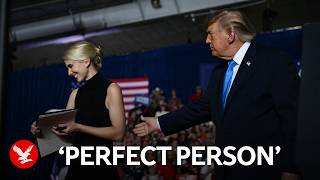 YouTube video thumbnail: 'A Perfect Person': Trump Brings Natalie Harp on Stage to Sign Executive Order at Nebraska Rally