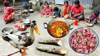 How to cook DUCK MEAT curry recipe with BAMBOO by Santali Tribe Couple