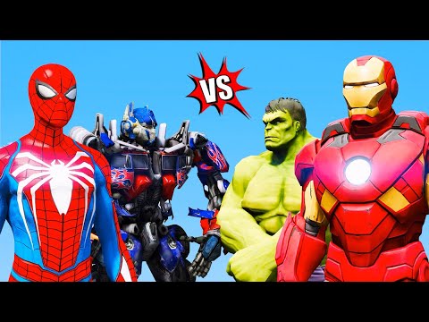 IRON HULK vs OPTIMUS SPIDER EPIC BATTLE! 💪 Who Will Dominate?