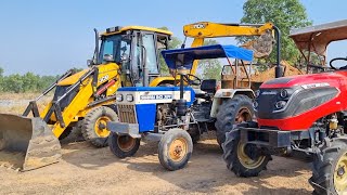 Jcb 3dx Eco Xpert New Machine Loading Mud In Mahindra and Swaraj Tractor | Jcb and Tractor Cartoon