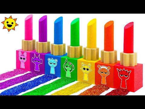 ASMR Video | How To Make Rainbow Incredibox Sprunki Lipstick From Kinetic Sand | Making By Yo Yo