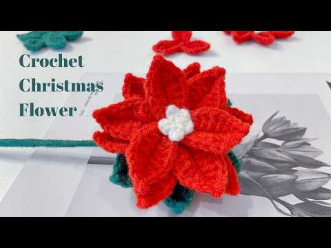 How to Crochet Christmas Flower Decoration 🎄 Easy Crochet for Beginners 🧶