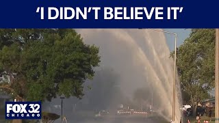 Water shoots into air after massive main break in Norwood Park