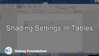 Shading Settings In Tables