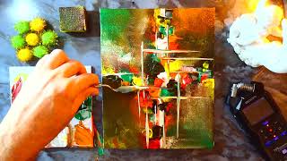 Satisfying Contemporary Abstract Painting In Acrylics | Step By Step | ASMR Painting | No Music 