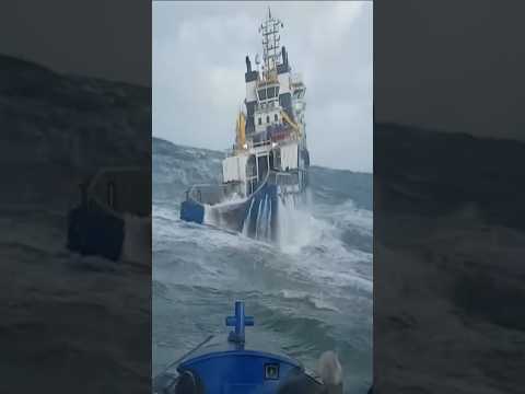 The process of testing the stability and resilience of ships when hit by storms in the ocean #shorts