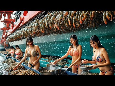 Incredible Seafood Harvest - fishermen catch hundreds of tons of shrimp, fish and scallops