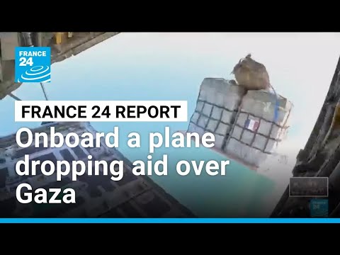 YouTube video thumbnail: CZ France 24 Report: France Carries out Airdrops of Humanitarian aid Into Gaza