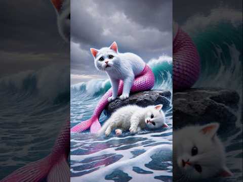 Mermaid Cat Saves Kitten From Evil Woman 😿😭 #cat #ai #cutecat #aicat #catlover #貓