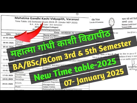 MGKVP New Time table 2024/BA/BSC/BCom 3rd 5th Semester//MGKVP 3rd 5th Semester New Time table 2024