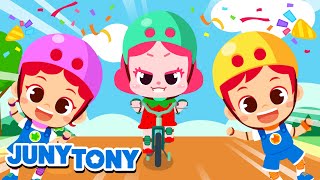 Bicycle Song 🚲 Let's Ride a Bike! | Songs for Kids | JunyTony