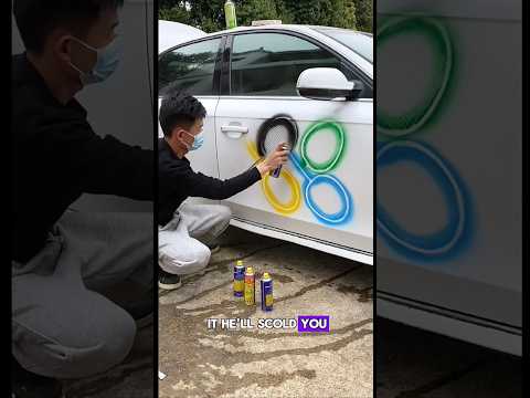 Father makes the car dirty while painting 😱🤯 #shorts #english #youtubeshorts #viralvideo