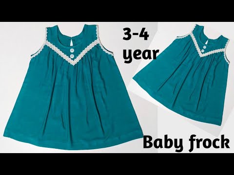 V yoke baby frock cutting and stitching ll 3-4 year baby frock ll designing baby frock ll
