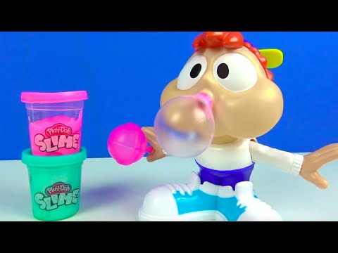 Play doh Sakızsever Çarli Slime yiyor Kral Şakir çizgi film oyuncakları Slime balon patlatma oyun