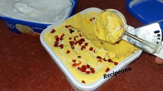 आधे लीटर दूध से बनाये दो तरह की आइस-Cream  Mango and Vanilla Ice-Cream 