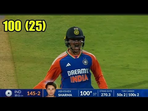 Abhishek Sharma CENTURY | Abhishek Sharma T20 century vs England | INDvsENG 5th T20