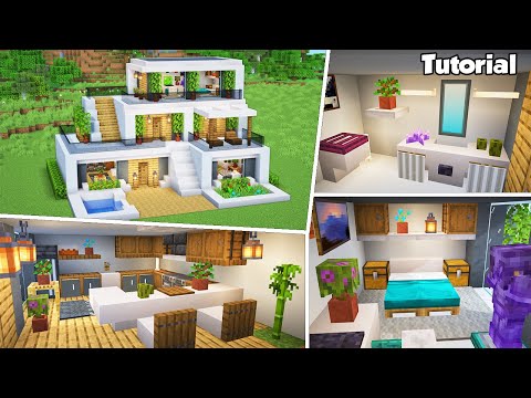 Minecraft: Modern House #57 Interior Tutorial - How to Build - 💡Material List in Description!