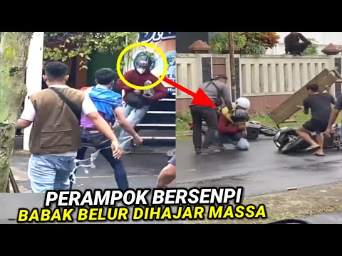 MAMPUSIN !! Perampok Tantang Warga Dan Polisi Babak Belur Dihakimi Massa