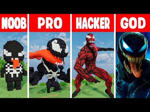 Minecraft VENOM 3 STATUE BUILD CHALLENGE - NOOB vs PRO vs HACKER vs GOD