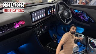 New Hyundai Creta E 2025 ❤️ Base To Top Hyundai Genuine Modifications | Abmient Lights, Alloy Wheels