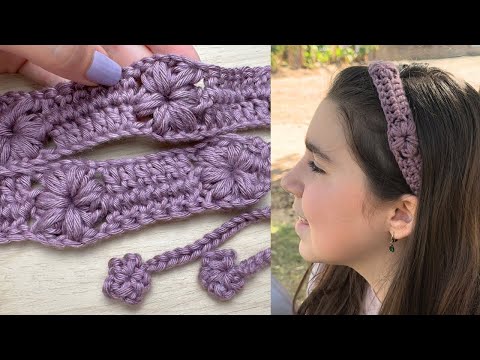 Tiara de crochê flor Cecilia, facil, rapida e economica/ Faixa de cabelo de croche/Crochet headband