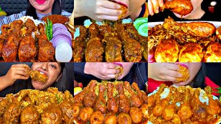 ASMR EATING SPICY CHICKEN CURRY, CHICKEN BIRYANI, EGGS | BEST INDIAN FOOD MUKBANG |Foodie India|