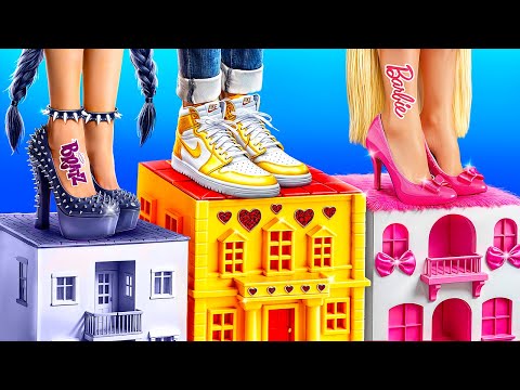 BARBIE vs BRATZ Construção extrema de casas minúsculas! Quarto secreto GLOW UP na vida real!