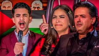 شاب يبكي لجنة التحكيم بأغنية انتصرت غزة رغم الخذلان ويرعبهم بكلامه في النهايه في برنامج #MBCTheVoice