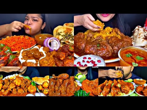 ASMR EATING SPICY CHICKEN  CURRY, MUTTON CURRY, BIRYANI | BEST INDIAN FOOD MUKBANG |Foodie India|